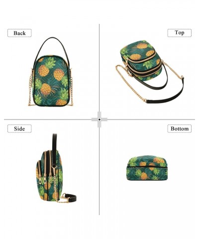 Crossbody Bag for Women, Tropical Pineapples with Palm Leaves Phone Purse Detachable Chain Bag Shoulder Handbag Wallet $13.91...