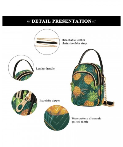 Crossbody Bag for Women, Tropical Pineapples with Palm Leaves Phone Purse Detachable Chain Bag Shoulder Handbag Wallet $13.91...