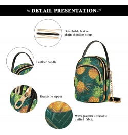 Crossbody Bag for Women, Tropical Pineapples with Palm Leaves Phone Purse Detachable Chain Bag Shoulder Handbag Wallet $13.91...