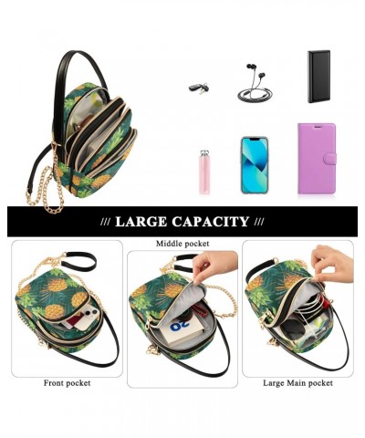 Crossbody Bag for Women, Tropical Pineapples with Palm Leaves Phone Purse Detachable Chain Bag Shoulder Handbag Wallet $13.91...