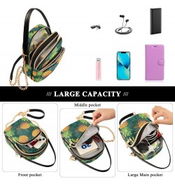 Crossbody Bag for Women, Tropical Pineapples with Palm Leaves Phone Purse Detachable Chain Bag Shoulder Handbag Wallet $13.91...