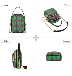 Mardi Gras Cell Phone Purse Green Purple Classic Zigzag Crossbody Handbag Durable Shoulder Bag Sturdy Travel Pouch Compact Ch...