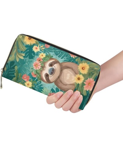 Sunflower Daisy Print PU Leather Wallet for Women Ladies,Fashion PU Leather Purse for Travel Shopping,RFID Blocking Clutch Ba...