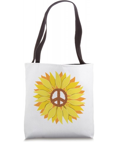 Sunflower Peace Sign Hippie Flower Retro Tote Bag $15.92 Totes