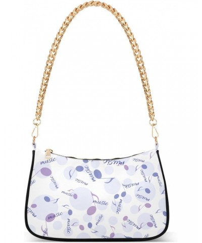 Purple Music Notes Polka Dot Shoulder Bag Purse for Women Tote Handbag with Zipper Closure $16.73 Totes