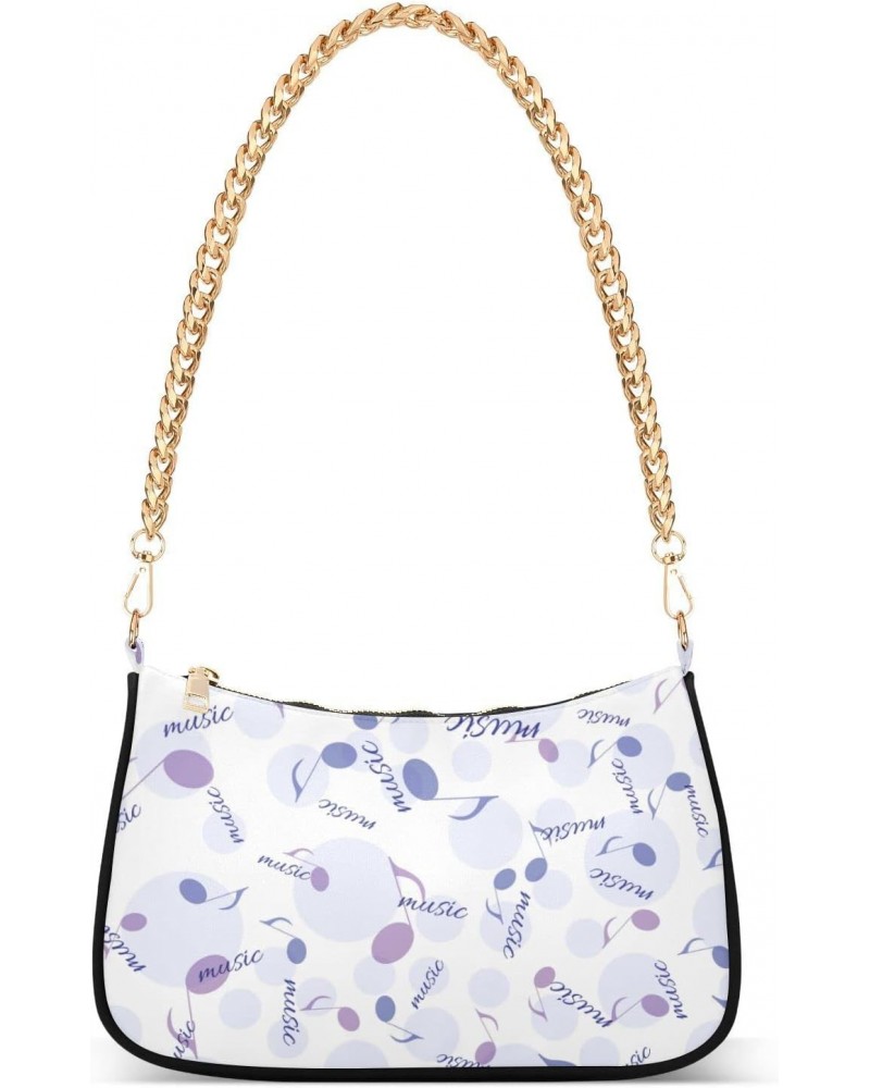 Purple Music Notes Polka Dot Shoulder Bag Purse for Women Tote Handbag with Zipper Closure $16.73 Totes