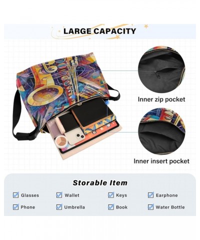 Bunny Cat Easter Day PU Leather Shoulder Bag Crossbody Mens Shoulder Bag Travel Crossbody Bags Abstract Musical Instrument $1...