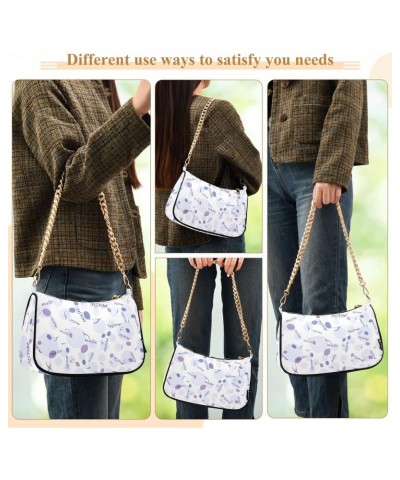 Purple Music Notes Polka Dot Shoulder Bag Purse for Women Tote Handbag with Zipper Closure $16.73 Totes