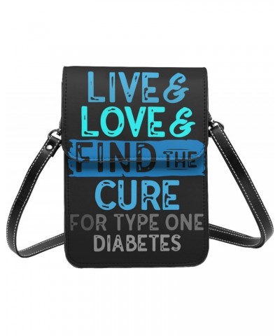 Women Small Crossbody Bag Leather Cell Phone Purse Wallet (Love Find Cure For Type One Diabetes) $17.00 Crossbody Bags