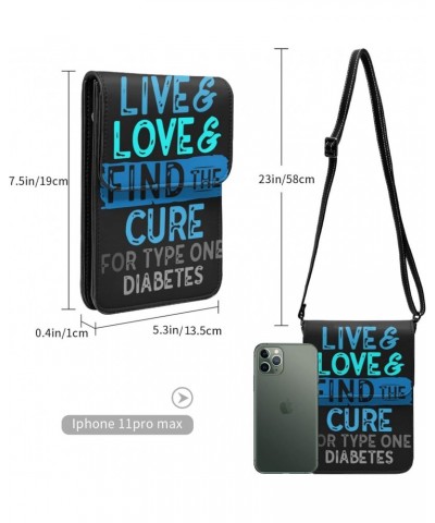 Women Small Crossbody Bag Leather Cell Phone Purse Wallet (Love Find Cure For Type One Diabetes) $17.00 Crossbody Bags