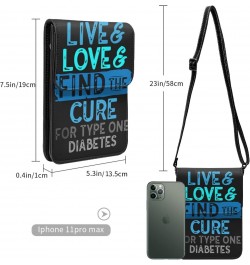 Women Small Crossbody Bag Leather Cell Phone Purse Wallet (Love Find Cure For Type One Diabetes) $17.00 Crossbody Bags