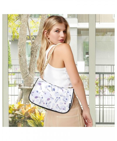 Purple Music Notes Polka Dot Shoulder Bag Purse for Women Tote Handbag with Zipper Closure $16.73 Totes