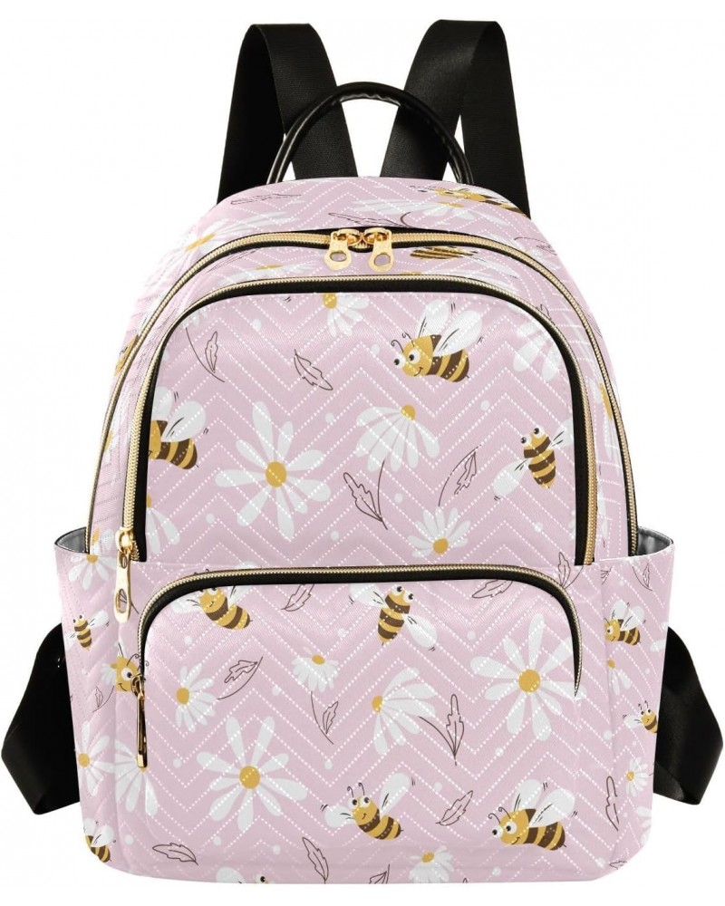 Daisy and Bee Pink Backpack for Women Purse Bag Travel Handbag Shoulder Bag $14.35 Backpacks