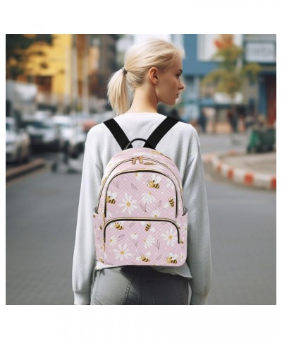 Daisy and Bee Pink Backpack for Women Purse Bag Travel Handbag Shoulder Bag $14.35 Backpacks