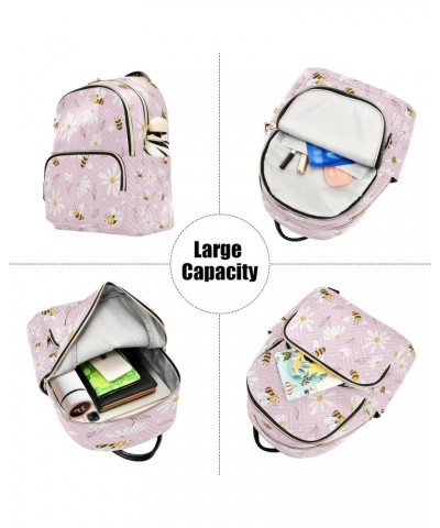 Daisy and Bee Pink Backpack for Women Purse Bag Travel Handbag Shoulder Bag $14.35 Backpacks