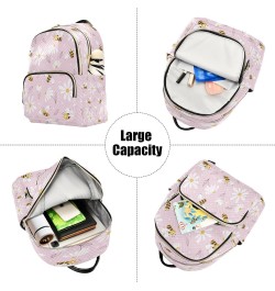 Daisy and Bee Pink Backpack for Women Purse Bag Travel Handbag Shoulder Bag $14.35 Backpacks