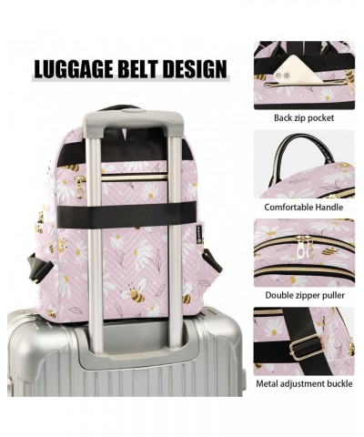 Daisy and Bee Pink Backpack for Women Purse Bag Travel Handbag Shoulder Bag $14.35 Backpacks