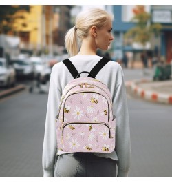 Daisy and Bee Pink Backpack for Women Purse Bag Travel Handbag Shoulder Bag $14.35 Backpacks