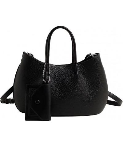 Top Handle Purse with Coin Purse Simple Tote Bag for Travel Work Dating Soft Vegan Leather Women Purse Shoulder Bag Black $21...