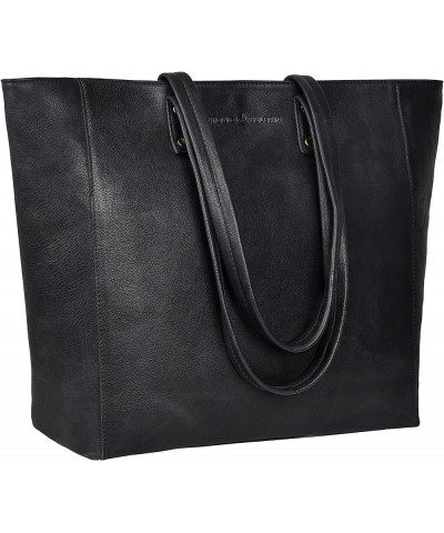 Gift For Mothers Day Alexis Leather Tote/Top Handle Shoulder Bag for Women Vintage Wash Black $45.89 Shoulder Bags