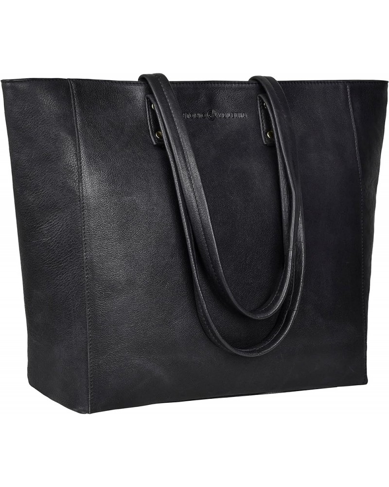 Gift For Mothers Day Alexis Leather Tote/Top Handle Shoulder Bag for Women Vintage Wash Black $45.89 Shoulder Bags