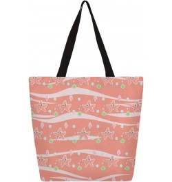 Double-Sided Print Canvas Tote, Featuring Ocean & Starfish $13.10 Totes