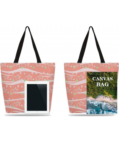 Double-Sided Print Canvas Tote, Featuring Ocean & Starfish $13.10 Totes