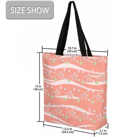 Double-Sided Print Canvas Tote, Featuring Ocean & Starfish $13.10 Totes