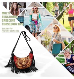 Women's Fringe Crossbody Tassel Purse Gold Red Dragon Hobo Shoulder Bags Crossbody Handbag with Adjustable Shoulder Straps $1...