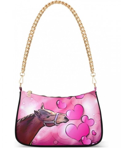 Shoulder Bags for Women Valentine Horse Hobo Tote Handbag Small Clutch Purse with Zipper Closure $15.80 Shoulder Bags