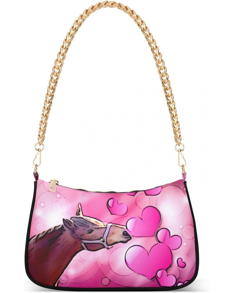 Shoulder Bags for Women Valentine Horse Hobo Tote Handbag Small Clutch Purse with Zipper Closure $15.80 Shoulder Bags