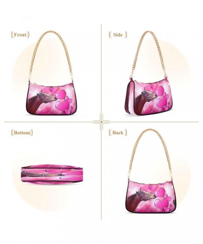 Shoulder Bags for Women Valentine Horse Hobo Tote Handbag Small Clutch Purse with Zipper Closure $15.80 Shoulder Bags