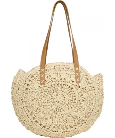 Women Round Hollow Straw Beach Bag Handmade Woven Shoulder Bag Circle Rattan Bags Bohemian Large Tote Beige $15.64 Crossbody ...