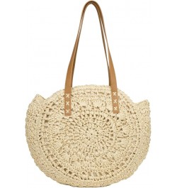 Women Round Hollow Straw Beach Bag Handmade Woven Shoulder Bag Circle Rattan Bags Bohemian Large Tote Beige $15.64 Crossbody ...