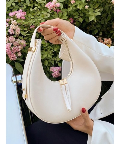 Women's PU Leather Adjustable Hobo Bag Zip Up Shoulder Bag Clutch Purse White $12.40 Hobo Bags