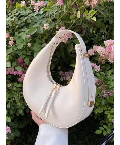 Women's PU Leather Adjustable Hobo Bag Zip Up Shoulder Bag Clutch Purse White $12.40 Hobo Bags