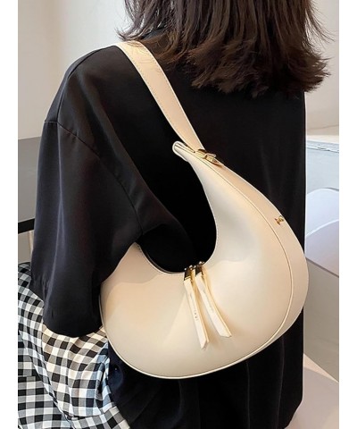 Women's PU Leather Adjustable Hobo Bag Zip Up Shoulder Bag Clutch Purse White $12.40 Hobo Bags