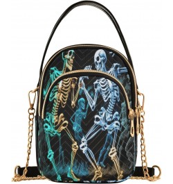 Women's Crossbody Handbags Clutch Phone Purse Dancing Skeletons Stylish Shoulder Bag with Detachable Chain Strap $14.03 Shoul...