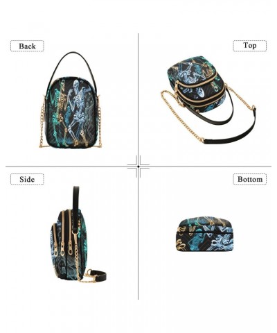 Women's Crossbody Handbags Clutch Phone Purse Dancing Skeletons Stylish Shoulder Bag with Detachable Chain Strap $14.03 Shoul...