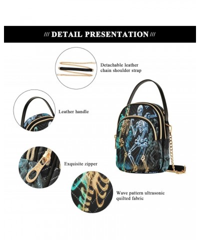 Women's Crossbody Handbags Clutch Phone Purse Dancing Skeletons Stylish Shoulder Bag with Detachable Chain Strap $14.03 Shoul...