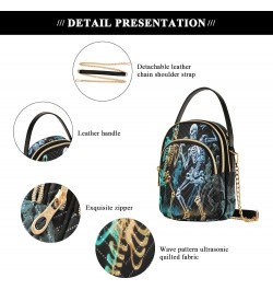 Women's Crossbody Handbags Clutch Phone Purse Dancing Skeletons Stylish Shoulder Bag with Detachable Chain Strap $14.03 Shoul...