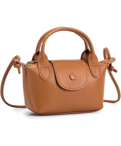 Fashion Crossbody Bags Women's Genuine Leather Casual Shoulder Bag Yellowish Brown $33.99 Shoulder Bags