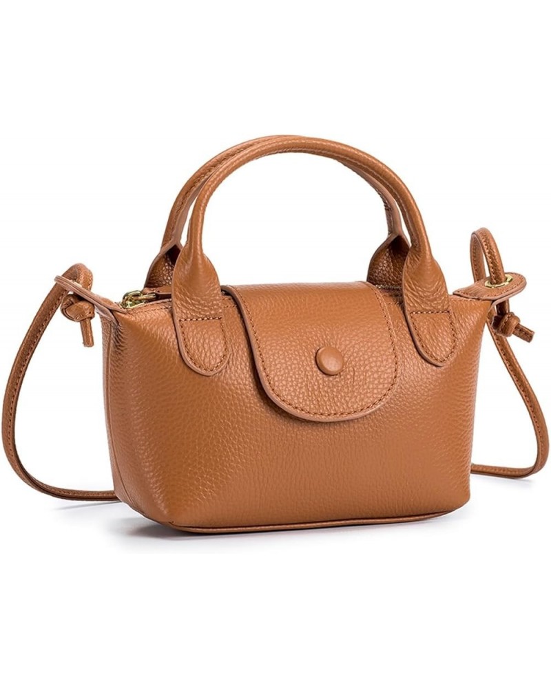 Fashion Crossbody Bags Women's Genuine Leather Casual Shoulder Bag Yellowish Brown $33.99 Shoulder Bags