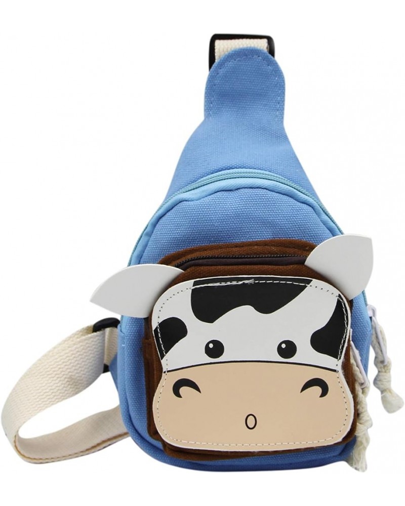 Sling Bags, Crossbody Chest Bag, Canvas Daily Sports Shoulder Bag for Women Lady, Cute Cow Ox Bull Bull, Blue $12.16 Satchels