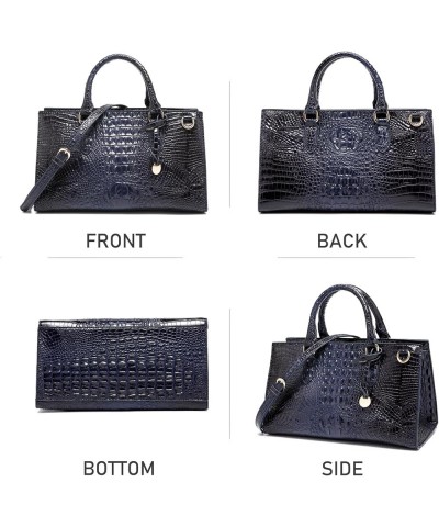 Crocodile Pattern Gradient Top Handle Satchel Large Capacity Tote Bag Casual Versatile Commuter Bag 1-royal Blue $24.19 Totes