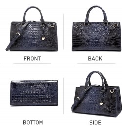 Crocodile Pattern Gradient Top Handle Satchel Large Capacity Tote Bag Casual Versatile Commuter Bag 1-royal Blue $24.19 Totes