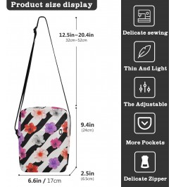 Crossbody Phone Bag Geometric Stripes Color Flowers Small Messenger Shoulder Bag Cash Handbag Wallet Purse(238br3a) $10.78 Cr...