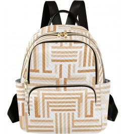 White Beige Brown Design Women's Backpack Purse Quilted Quilted Travel Bag White Beige Geometric Design Medium $19.88 Backpacks