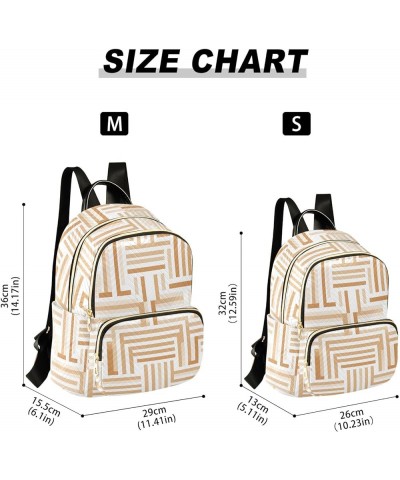 White Beige Brown Design Women's Backpack Purse Quilted Quilted Travel Bag White Beige Geometric Design Medium $19.88 Backpacks