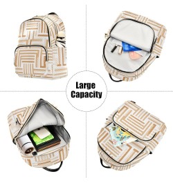 White Beige Brown Design Women's Backpack Purse Quilted Quilted Travel Bag White Beige Geometric Design Medium $19.88 Backpacks